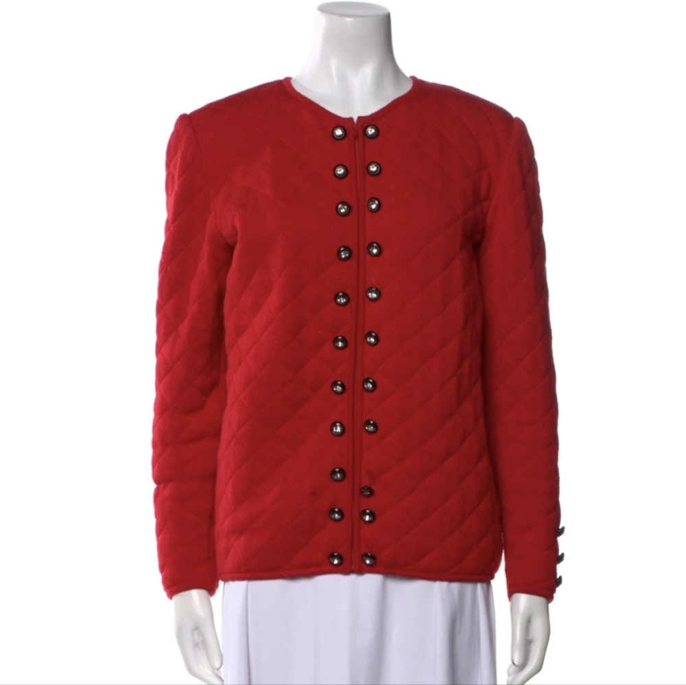 Valentino Quilted Jacket with Crystal Buttons